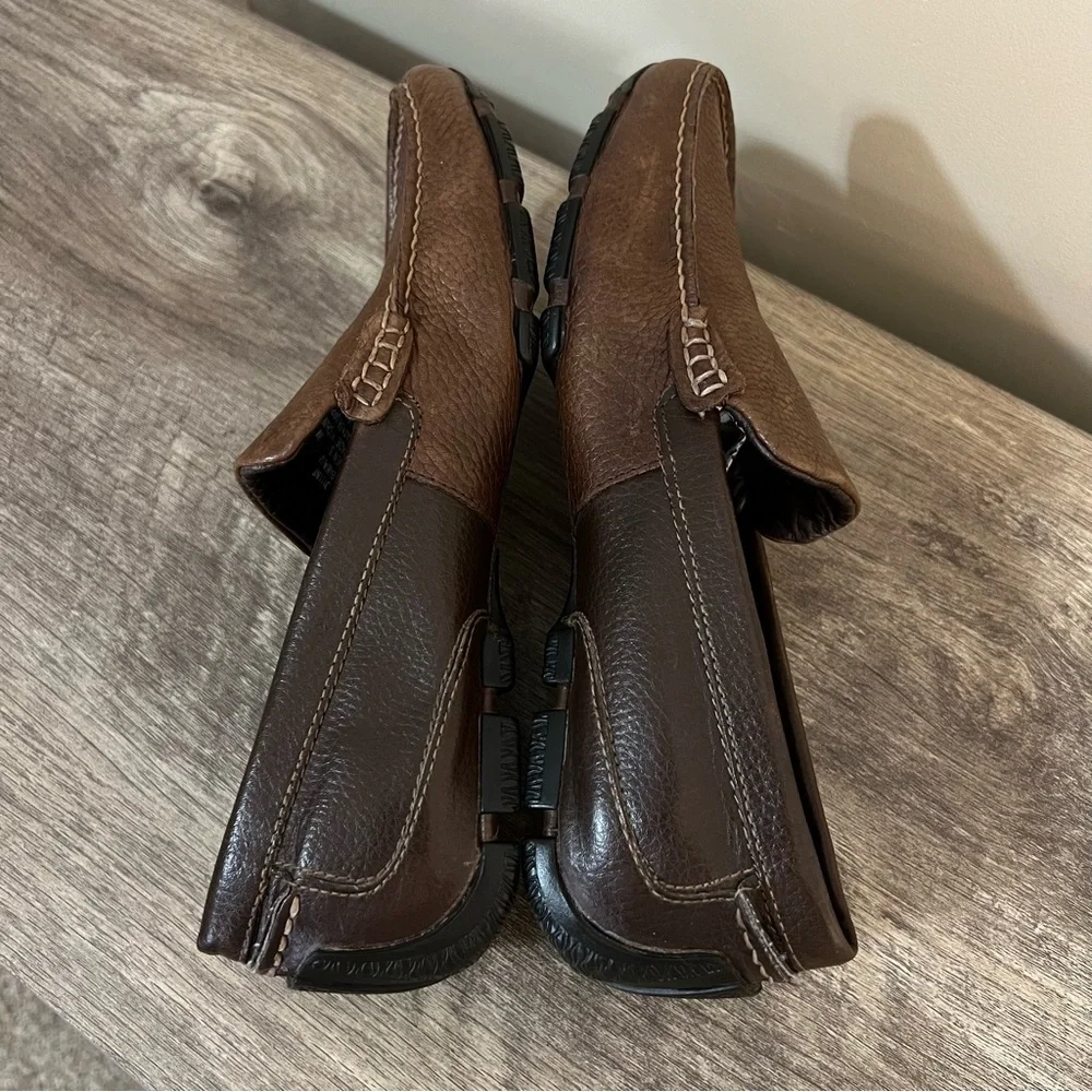 GBX babalu textured Brown leather loafers brown Men’s sz 9 Driving Mocs Slip On